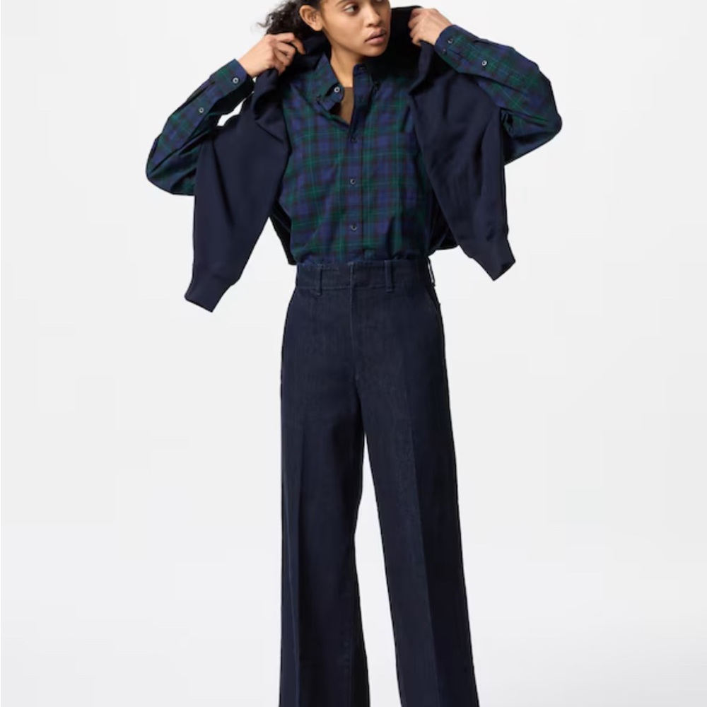 Dark Blue High-Rise Wide-Leg Jeans